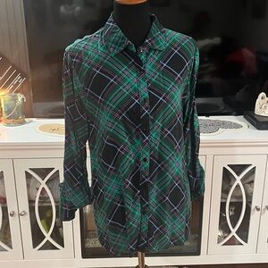 Plaid Blouse - Pink and Green